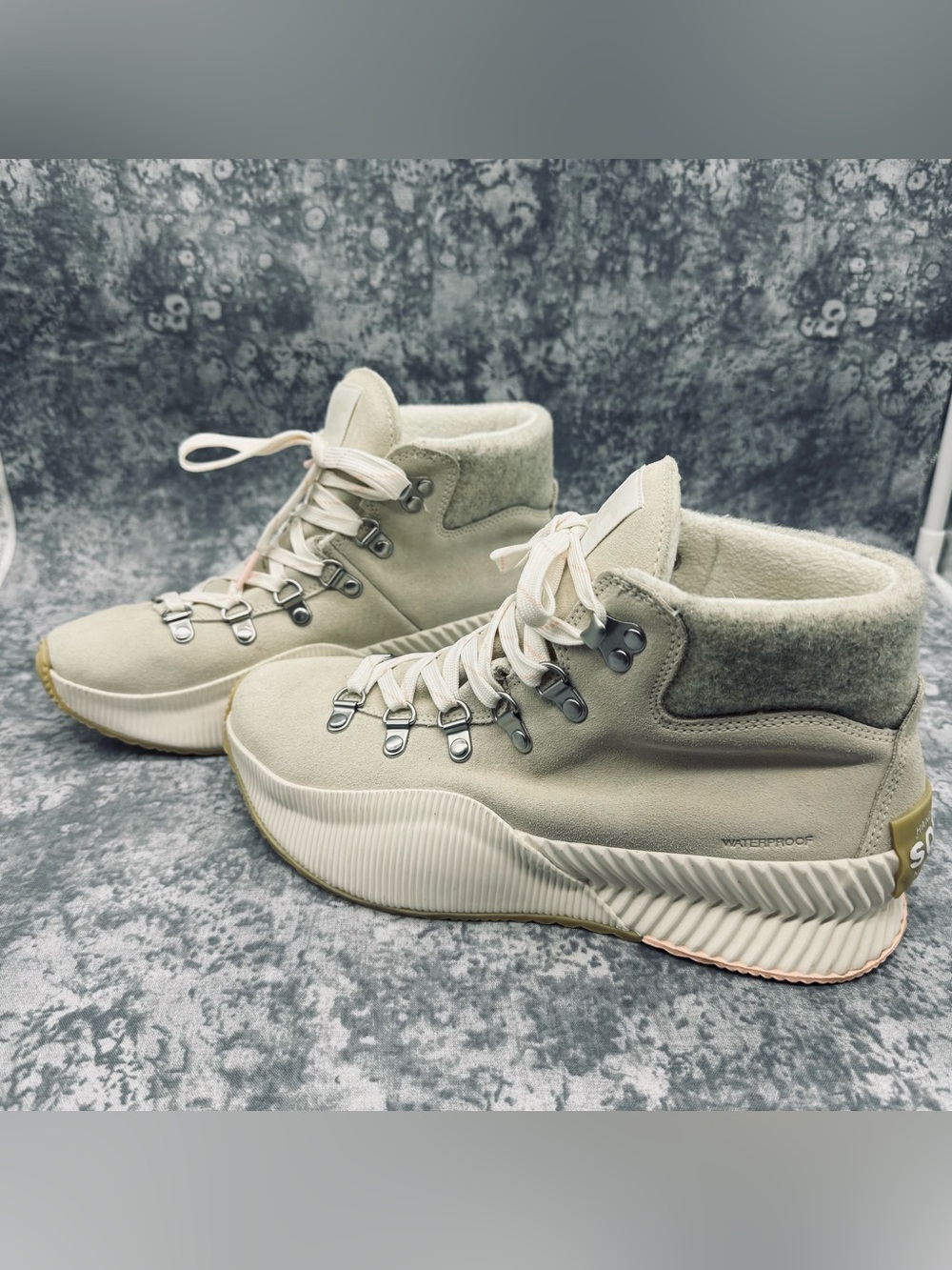 Sorel Beige Women's Waterproof Hiker-Style Sneakers